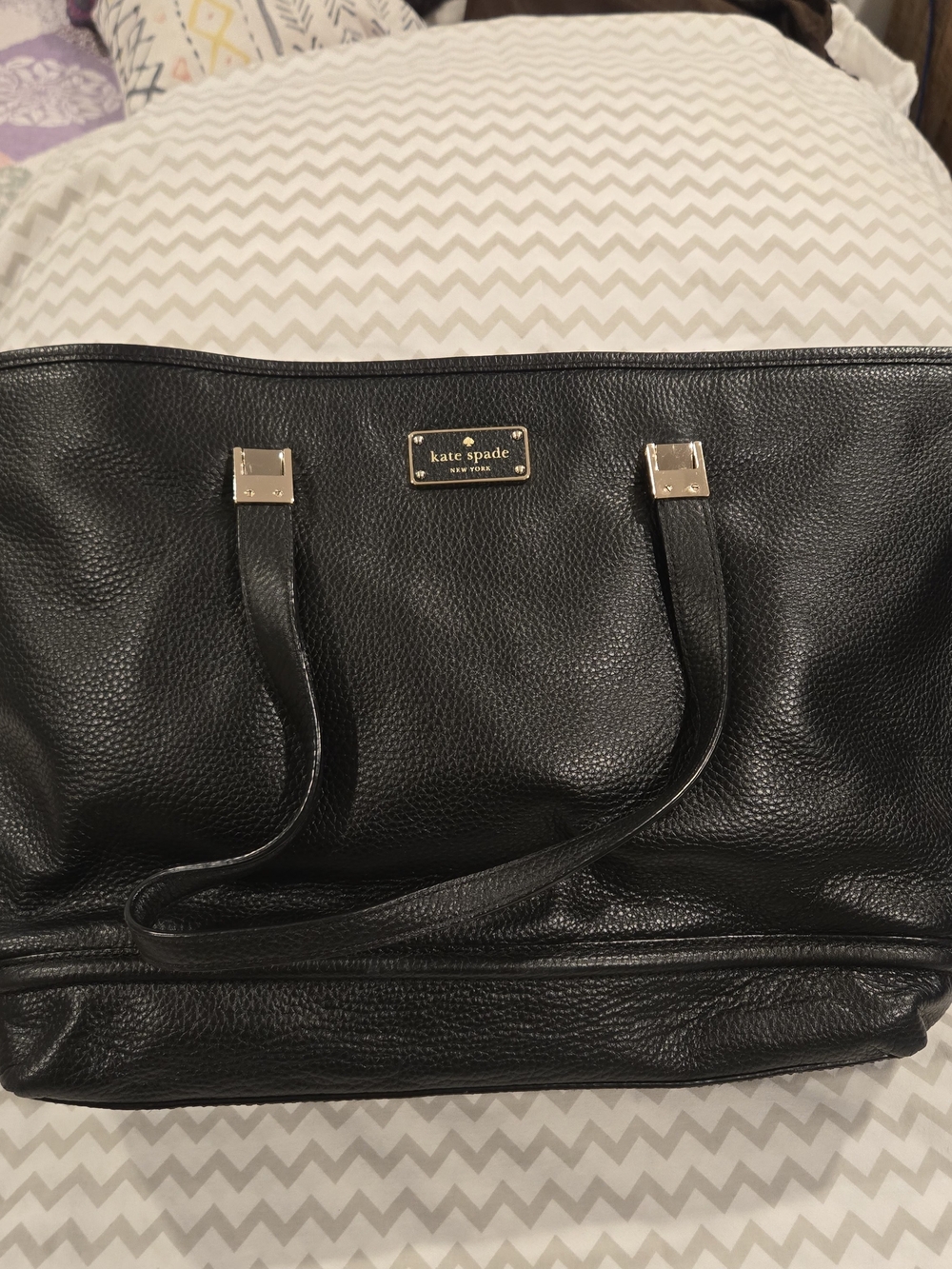 kate spade Black Pebbled Leather Tote Bag